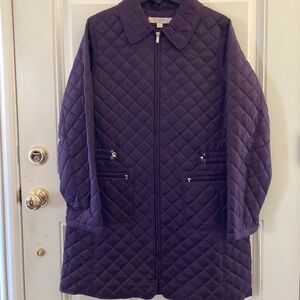 Liz Claiborne NY Purple Quilted Anorak Coat/Silver Hardware/M/NEW/NEVER WORN!